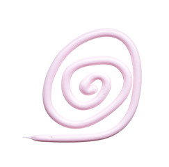 Gently pink strokes and texture of face cream or acrylic paint isolated on white background