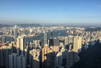 Obraz premium Aerial view of Hong Kong Bay
