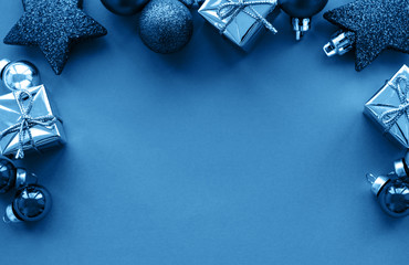 Christmas holiday background toned classic blue color