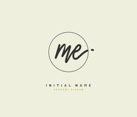 M E ME Beauty vector initial logo, handwriting logo of initial signature, wedding, fashion, jewerly, boutique, floral and botanical with creative template for any company or business.