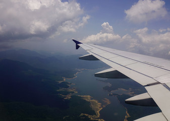 Fototapeta premium Scenic view from airplane window