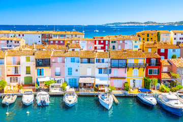 View Of Colorful Houses And Boats In Port Grimaud During Summer Day-Port Grimaud, France
