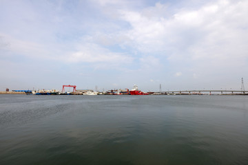 Fototapeta na wymiar Shipyard Scenery, Tangshan City, Hebei Province, China