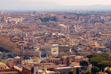 Fototapeta na wymiar Panoramic view of old aerial city Rome from Saint Peters Square in Vatican