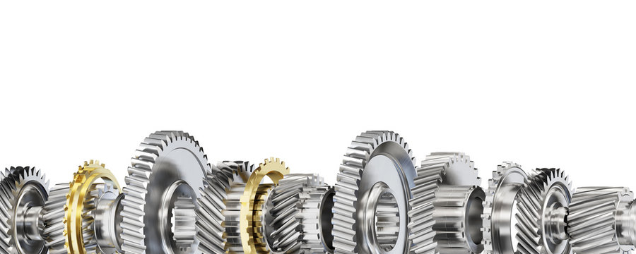 Engine gear wheels, isolated on white background.