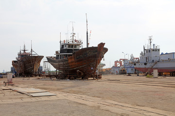 Scenery of Fangzhou Group Shipyard, Luannan County, Hebei Province, China