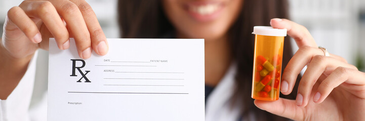 Female black doctor hands hold and give