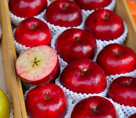 Fresh apple fruits for sale at street market