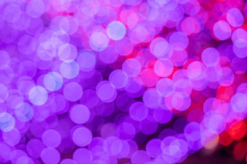 Colorful abstract blurred bokeh  lights in background.Purple color tone bokeh abstract background.