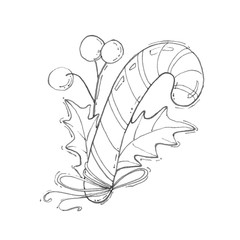 Sweet candy. Merry Christmas Coloring page. Black and white background. Coloring page for kids.