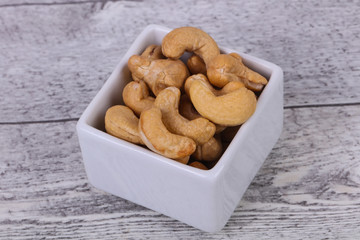 Cashew nuts heap in the bowl