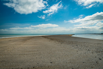 Fototapeta na wymiar Sandbar at the beach of Cancale, Brittany, France