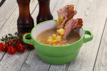 Peas soup with ribs