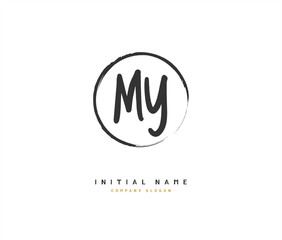 M Y MY Beauty vector initial logo, handwriting logo of initial signature, wedding, fashion, jewerly, boutique, floral and botanical with creative template for any company or business.