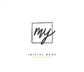 M Y MY Beauty vector initial logo, handwriting logo of initial signature, wedding, fashion, jewerly, boutique, floral and botanical with creative template for any company or business.