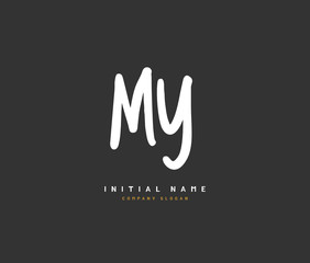 M Y MY Beauty vector initial logo, handwriting logo of initial signature, wedding, fashion, jewerly, boutique, floral and botanical with creative template for any company or business.