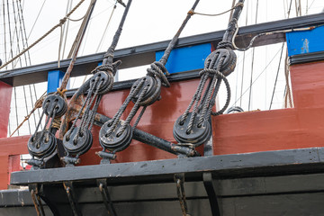 Details of a historical sailing ship