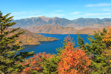 View around Chuzenji lake in autumn season, Nikko, Japan