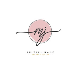 M J MJ  Beauty vector initial logo, handwriting logo of initial signature, wedding, fashion, jewerly, boutique, floral and botanical with creative template for any company or business.
