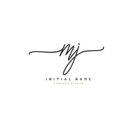 M J MJ  Beauty vector initial logo, handwriting logo of initial signature, wedding, fashion, jewerly, boutique, floral and botanical with creative template for any company or business.