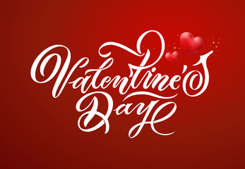 Vector illustration. Happy Valentines Day typography vector design for greeting cards and poster. Valentines Day text with  paper Valentines. Design template celebration. 