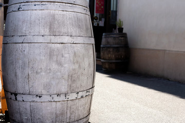 white wooden barrel out of the pub