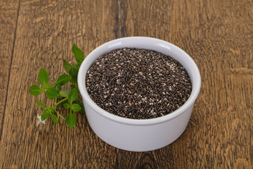 Dietary Chia seeds in the bowl