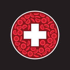 Blood Cells and cross in a circle - Vector illustration