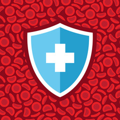 Blood Cells and shield - Vector illustration
