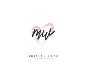 M W MW Beauty vector initial logo, handwriting logo of initial signature, wedding, fashion, jewerly, boutique, floral and botanical with creative template for any company or business.