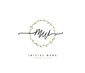 M W MW Beauty vector initial logo, handwriting logo of initial signature, wedding, fashion, jewerly, boutique, floral and botanical with creative template for any company or business.