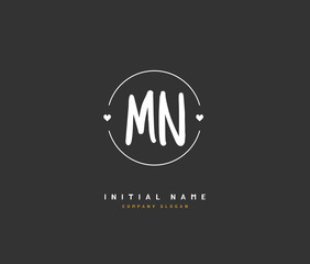 M N MN Beauty vector initial logo, handwriting logo of initial signature, wedding, fashion, jewerly, boutique, floral and botanical with creative template for any company or business.