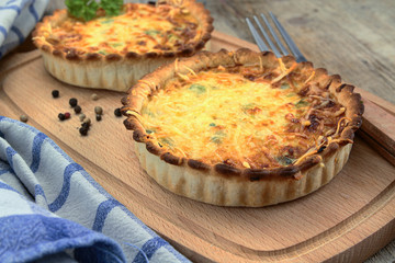 quiche lorraine on a white background