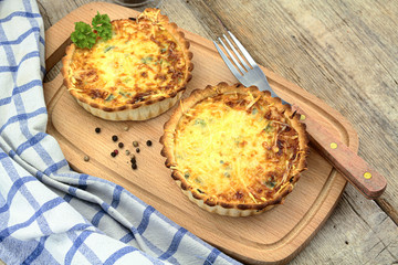 quiche lorraine on a white background