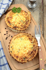 quiche lorraine on a white background