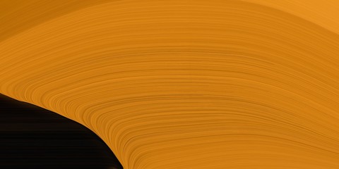 modern soft curvy waves background design with dark golden rod, black and saddle brown color