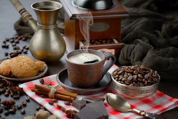 Black coffeeblack, brown, background, drink, cup, coffee, food, old, table, white, hot, traditional, breakfast, beverage, aroma, espresso, caffeine, mug, cafe, dark, text on an old background in a cup