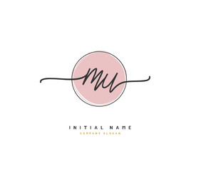 M U MU Beauty vector initial logo, handwriting logo of initial signature, wedding, fashion, jewerly, boutique, floral and botanical with creative template for any company or business.