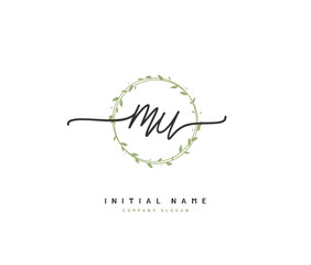 M U MU Beauty vector initial logo, handwriting logo of initial signature, wedding, fashion, jewerly, boutique, floral and botanical with creative template for any company or business.