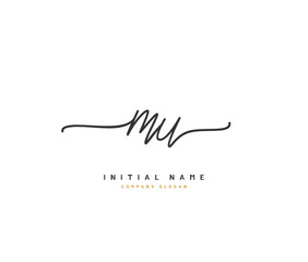 M U MU Beauty vector initial logo, handwriting logo of initial signature, wedding, fashion, jewerly, boutique, floral and botanical with creative template for any company or business.
