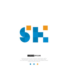 SK S K Logo Monogram with Blue and yellow Colors. modern letter logo design