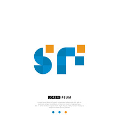 SF S F Logo Monogram with Blue and yellow Colors. modern letter logo design