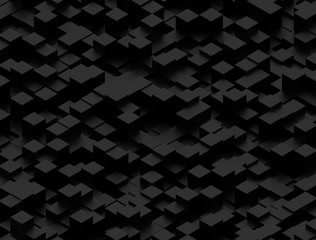 Black squares abstract background in perspective, 3d Rendering