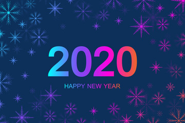 Fototapeta na wymiar Merry Christmas and Happy New Year 2020 greeting card. Modern futuristic template for 2020. Digital data visualization. Business technology concept. Vector illustration