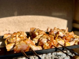 Raw meat on the grill