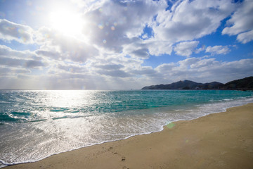 ビーチ　　海と空と砂浜のイメージ