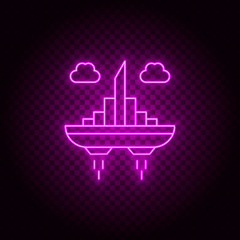 Naklejka premium City, fly, sky, vector, neon icon illustration isolated vector sign symbol - insurance icon vector black - Vector