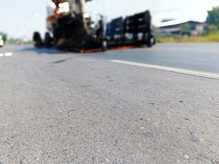 Road construction With the process of burning the road surface Then recycle (blurred images)