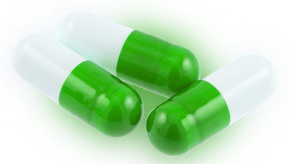 pills on white background