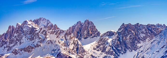Dolomites mountain in winter, Sesto / Sexten area - obrazy, fototapety, plakaty